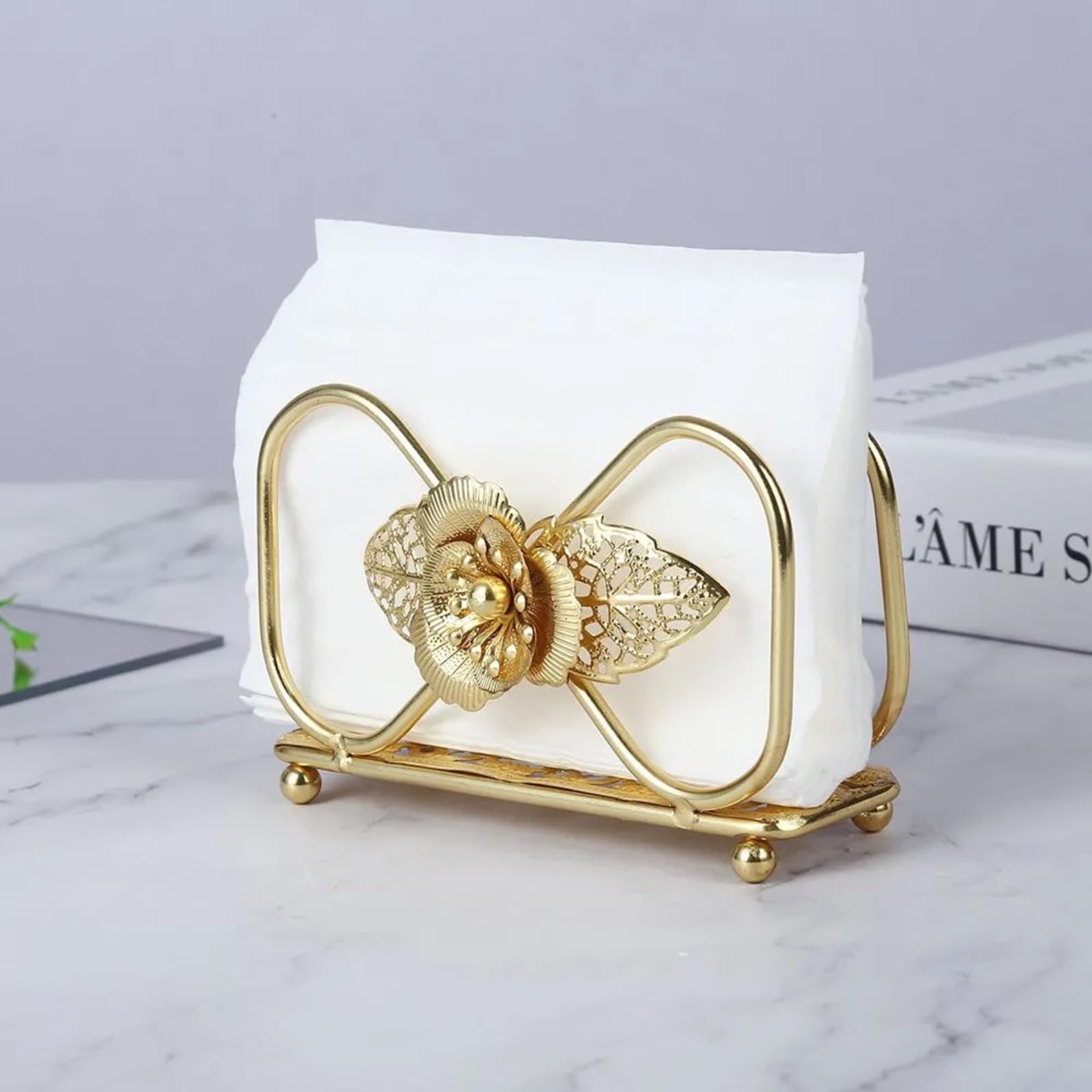 Indoor and outdoor use gold napkin holder