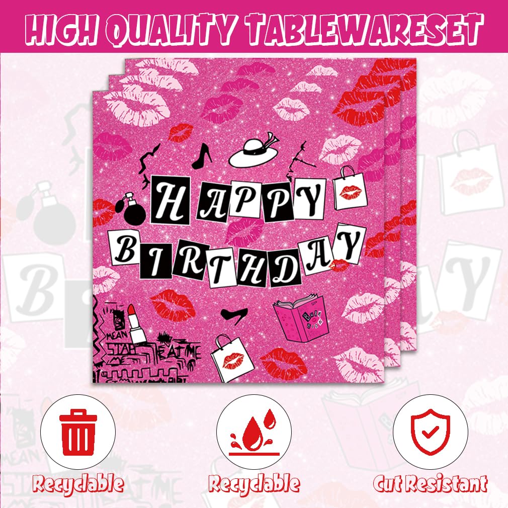 Disposable party tableware for pink girl party