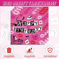 Disposable party tableware for pink girl party
