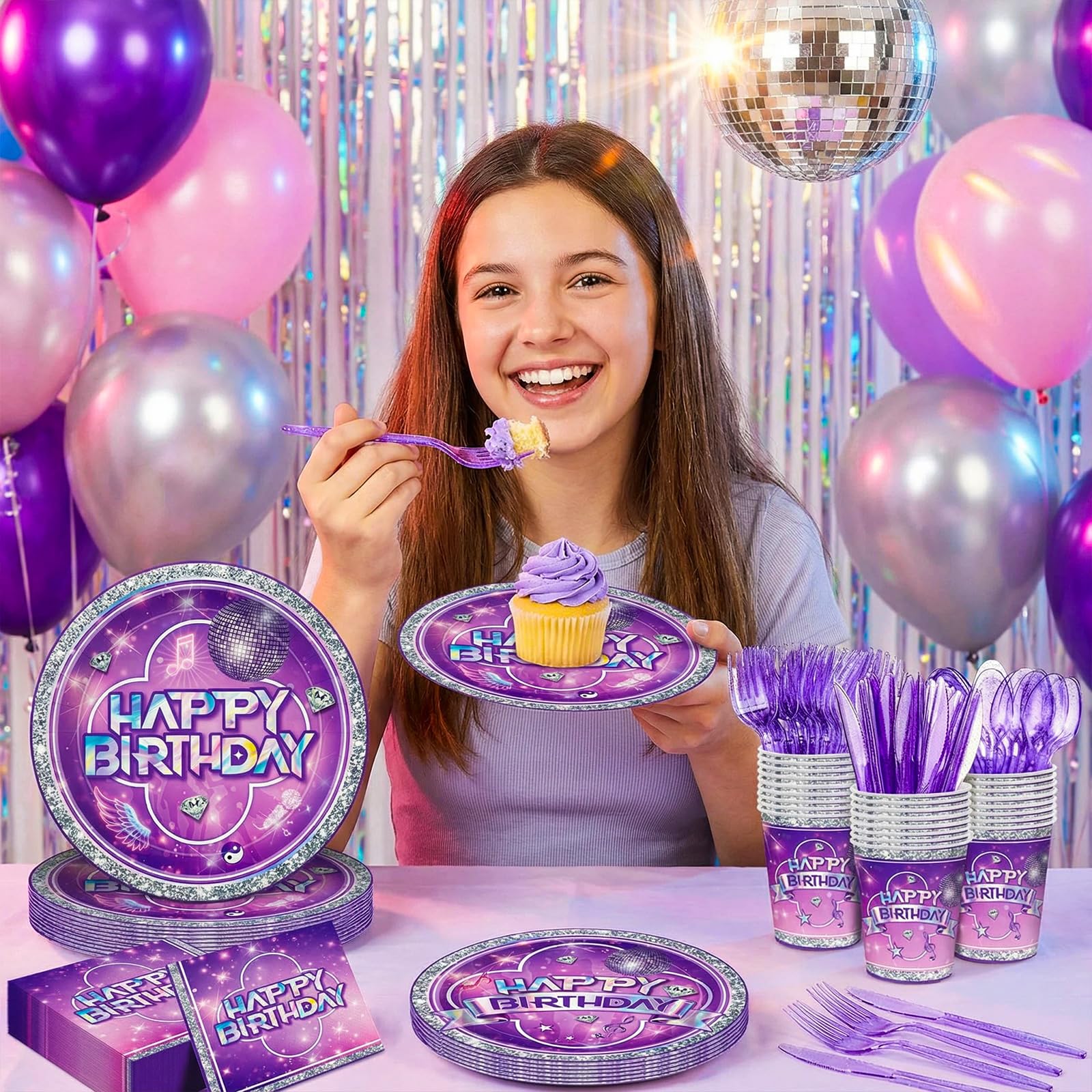 Napkins 6-5 inch in purple music party supplies