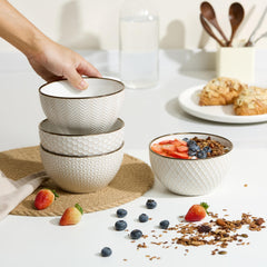 Cream stoneware Narbonne Collection bowls 26 oz