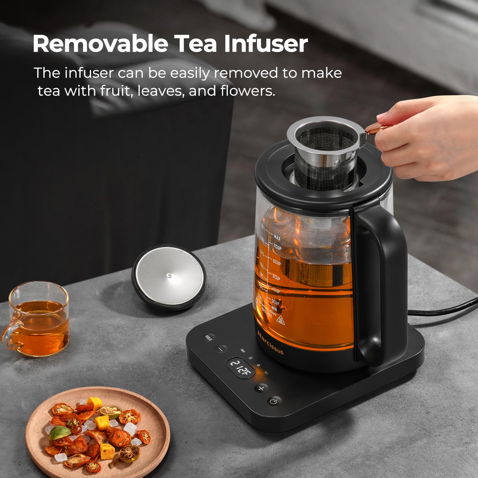 Plastic-free brewing with borosilicate glass and stainless steel lid