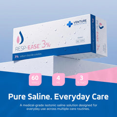 60 count pack of Resp-Ease saline ampoules for travel