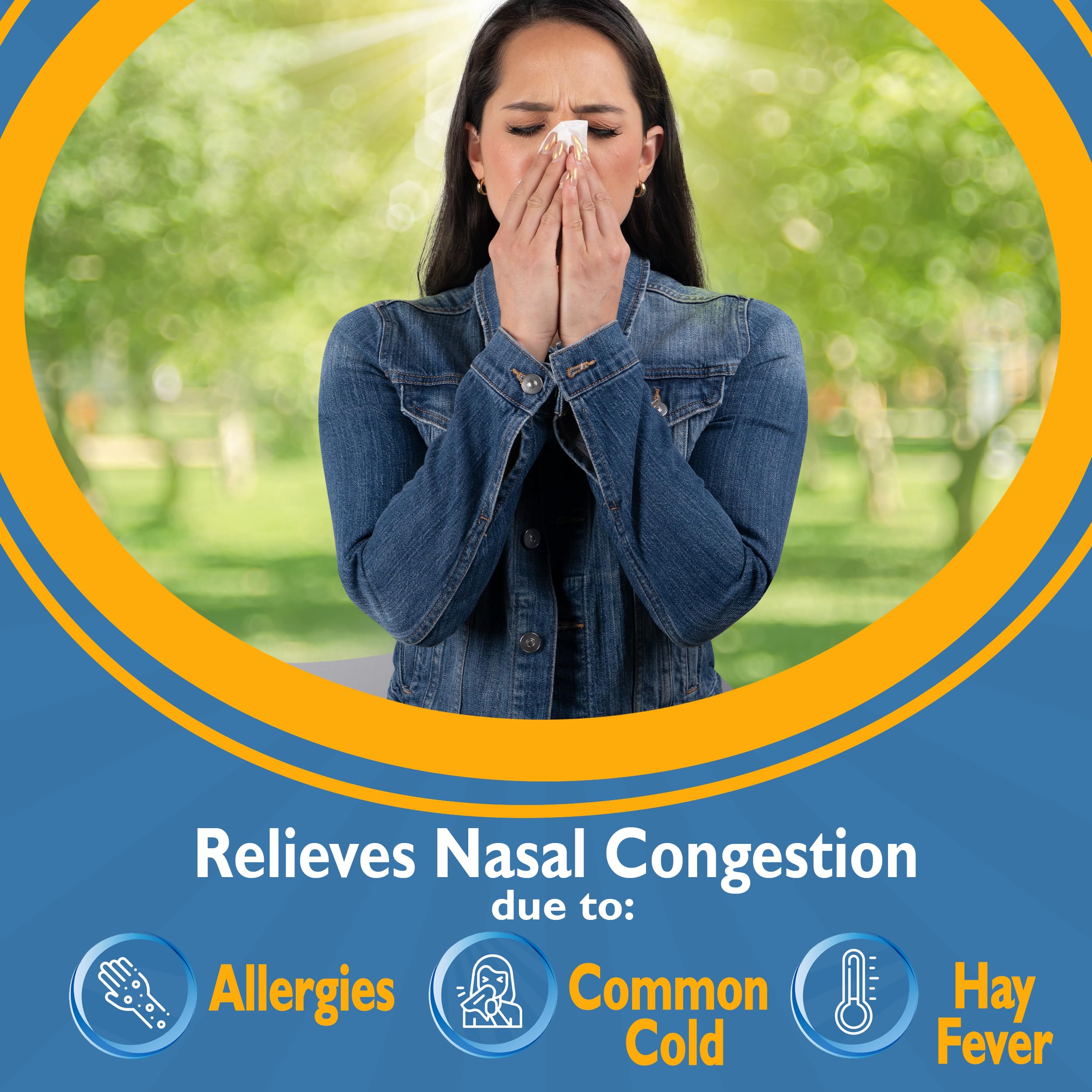 Nasal spray reduces congestion and sinus pressure concept