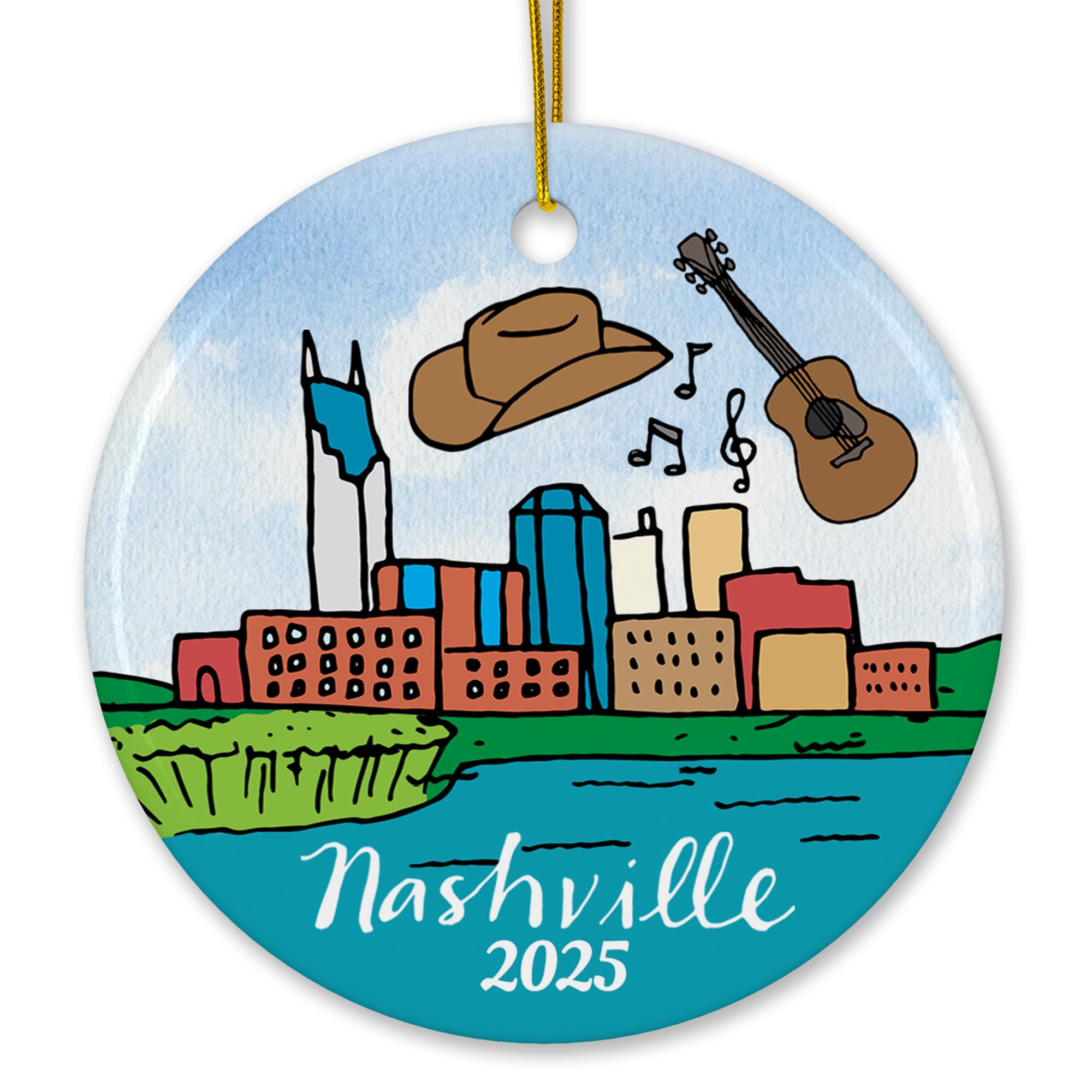 Nashville Tennessee skyline music scene ornament front view