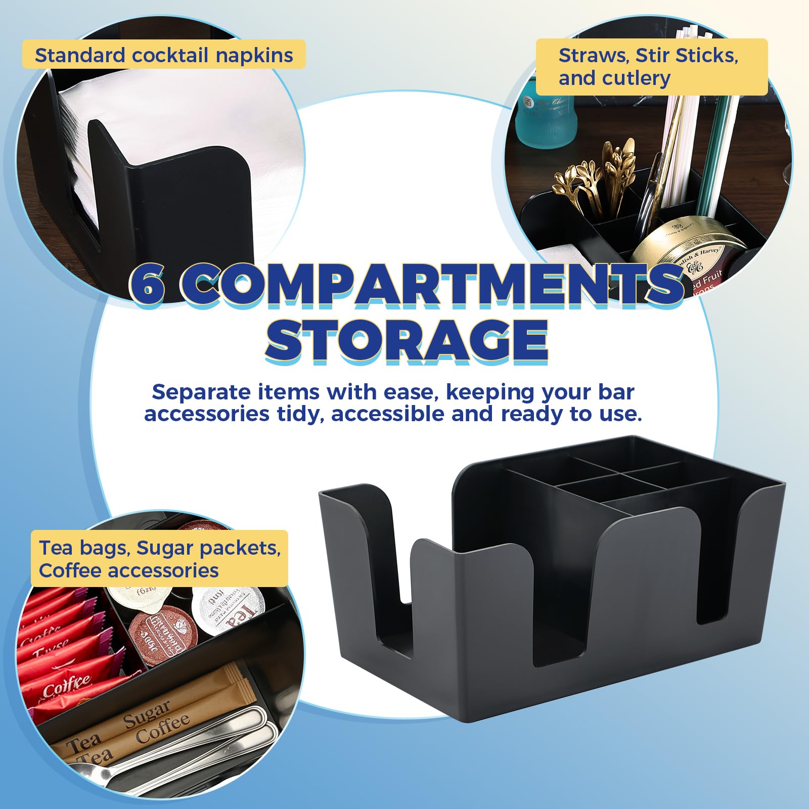 Bar accessories organiser for home bar and cafe setups