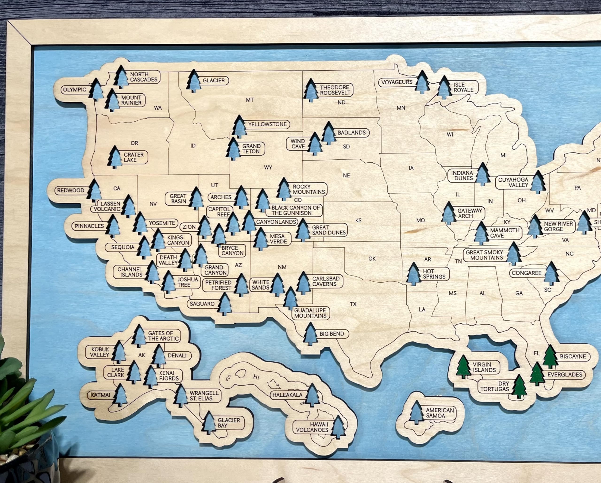 Display easel included with National Park Bucket List Map