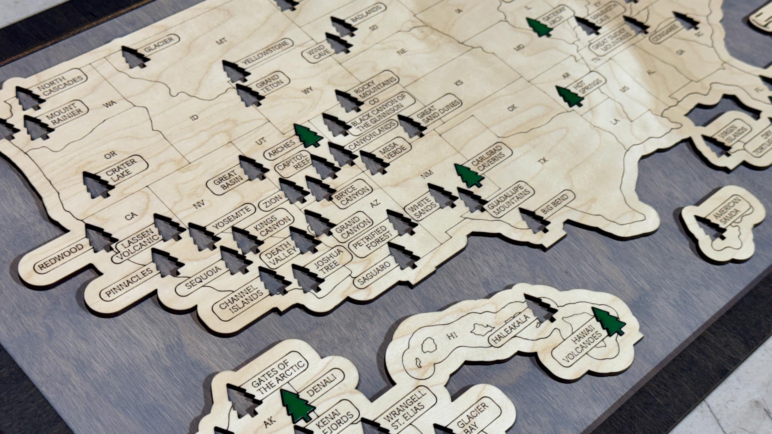 Aqua stain option for National Park Bucket List Map