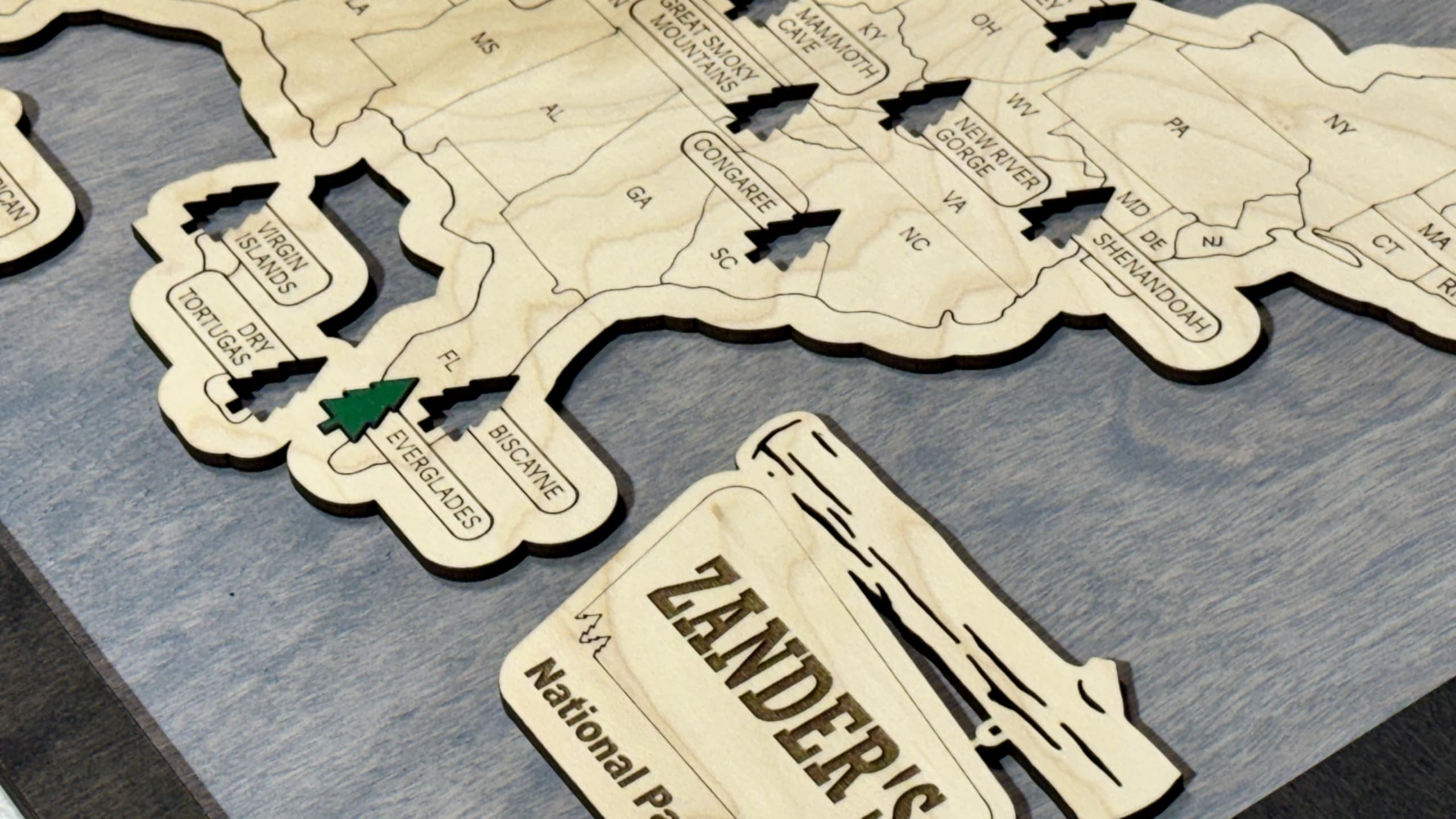 Grey stain option for National Park Bucket List Map