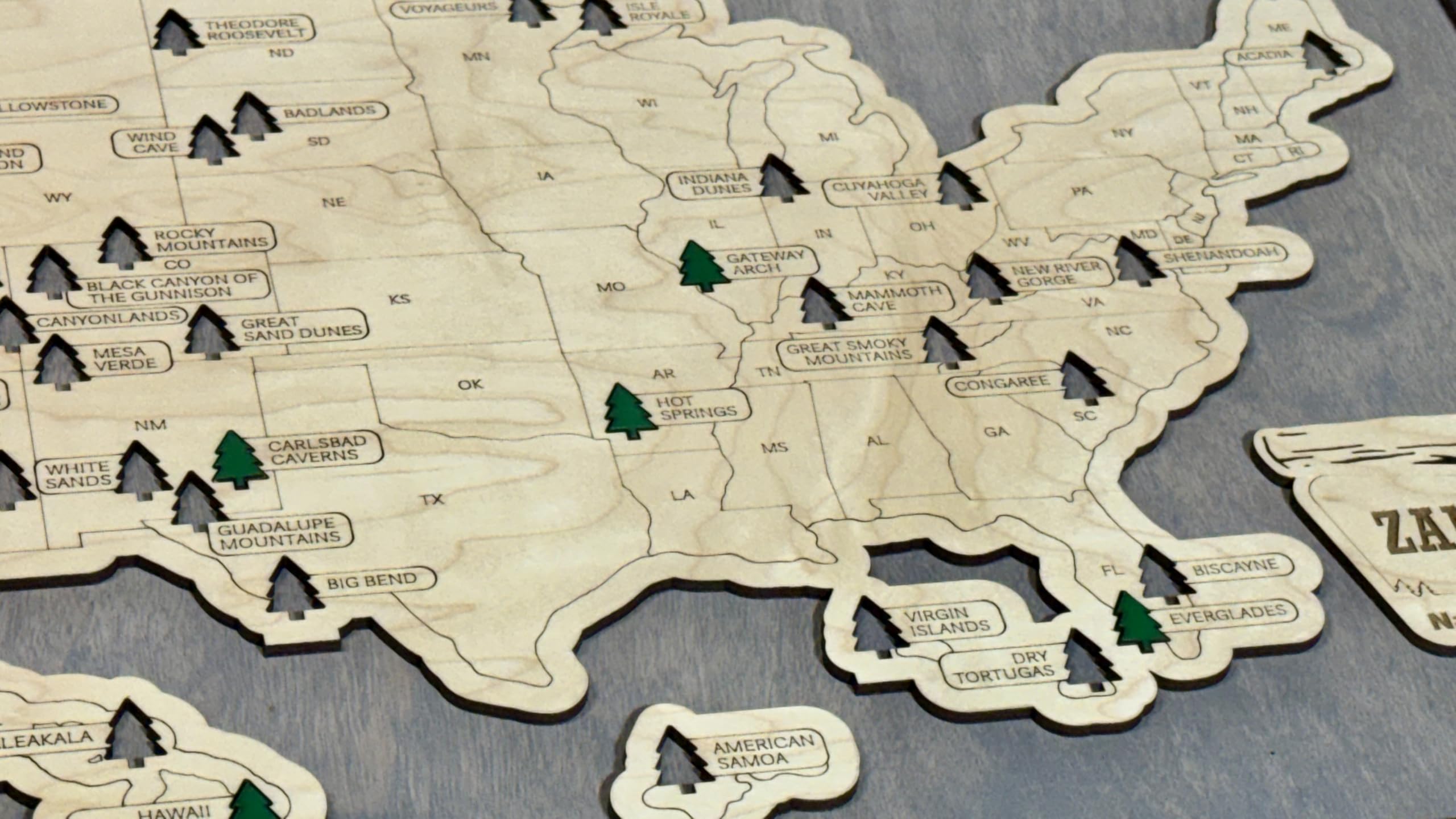 Walnut stain option for National Park Bucket List Map