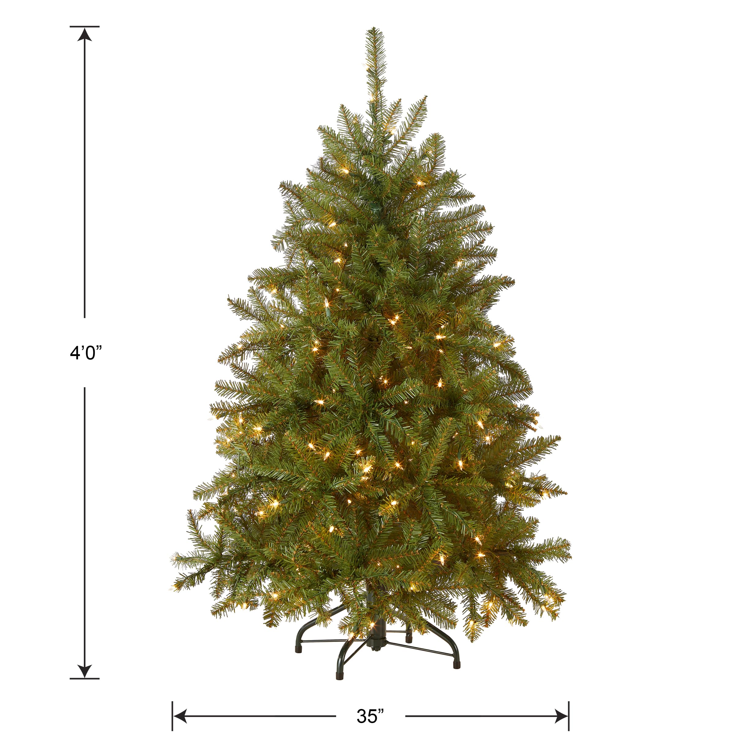 Durable metal base included with Dunhill Fir Mini Christmas Tree