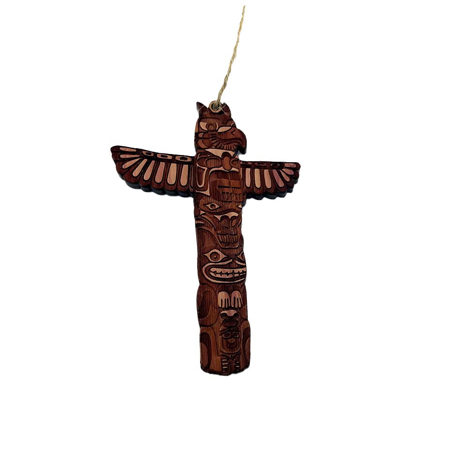 Native American Totem Pole cedar ornament 1/4 inch raw cedar