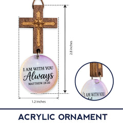 Nativity themed wooden cross ornament for car
