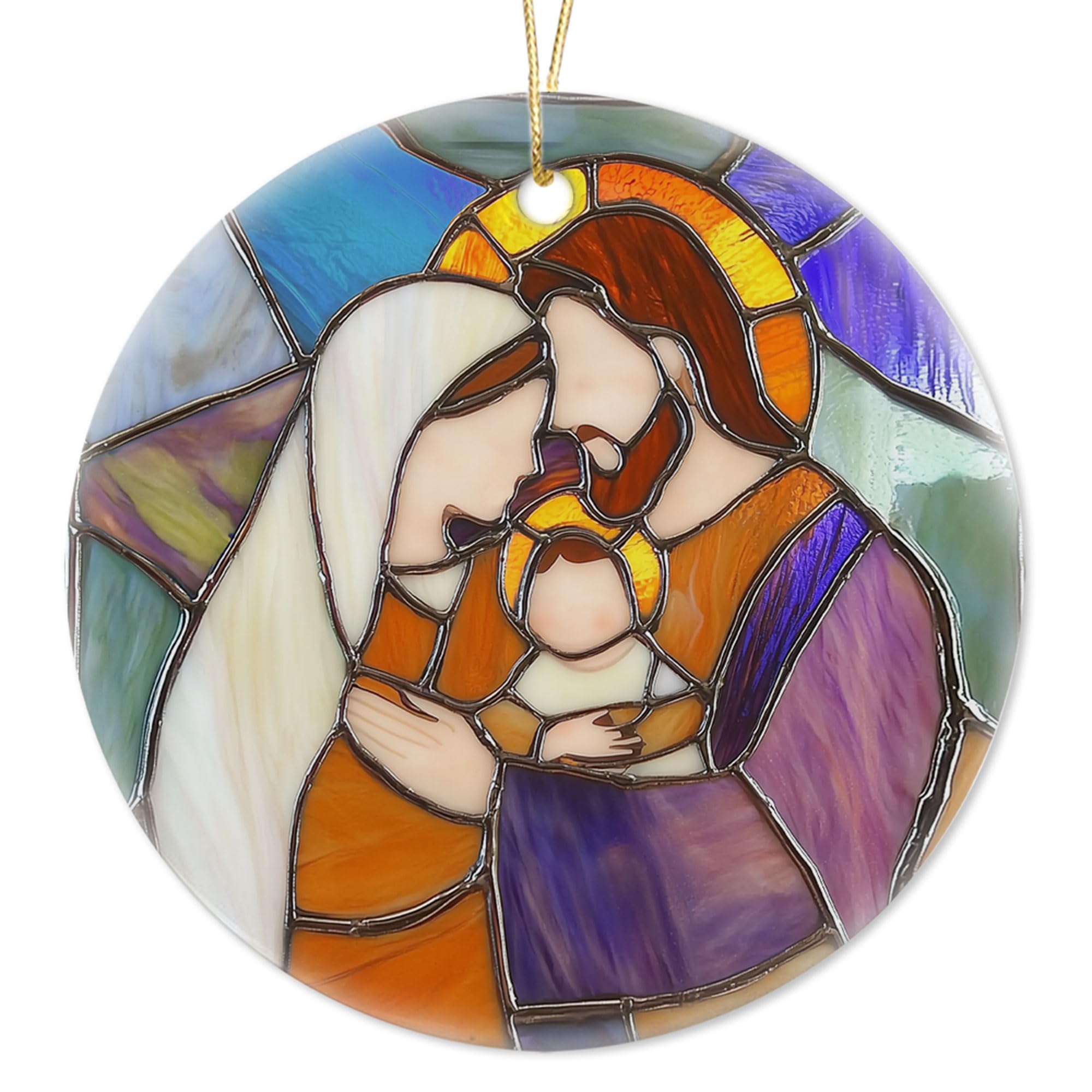 Mary Joseph and Baby Jesus nativity ornament ready for gifting