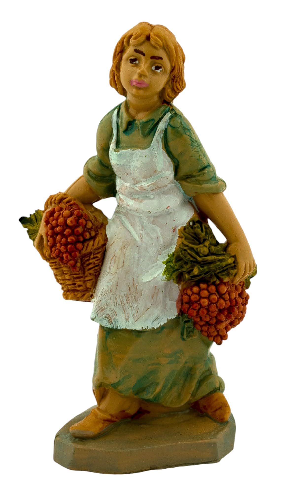Nativity Villager carrying grapes 4in size made in Italy