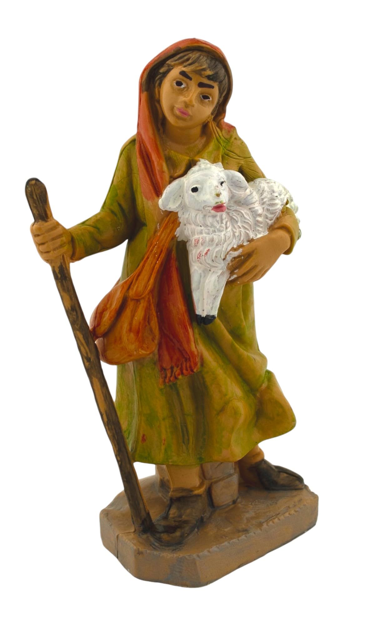 Nativity Villager shepherd with white lamb Italian-made figure