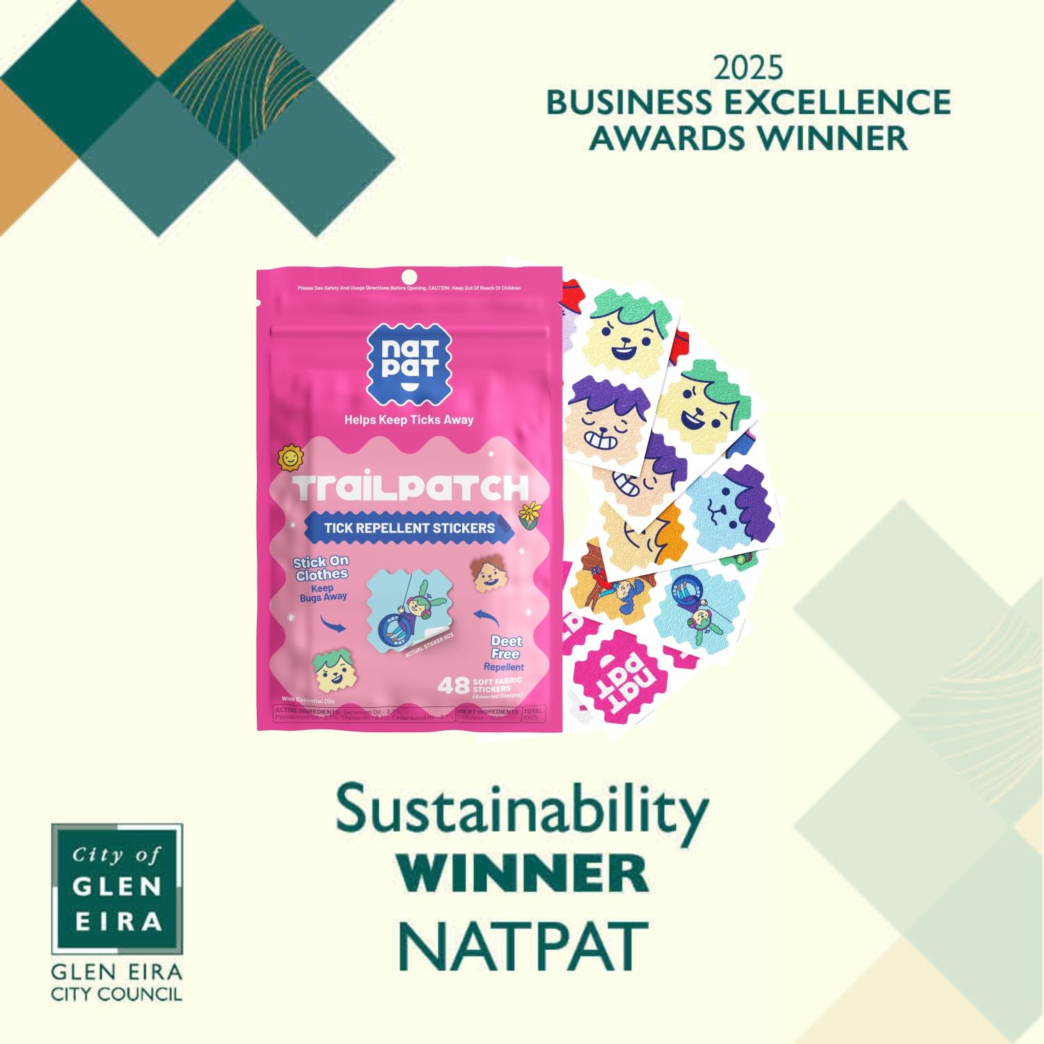 TrailPatch Tick Stickers 48 count box for kids