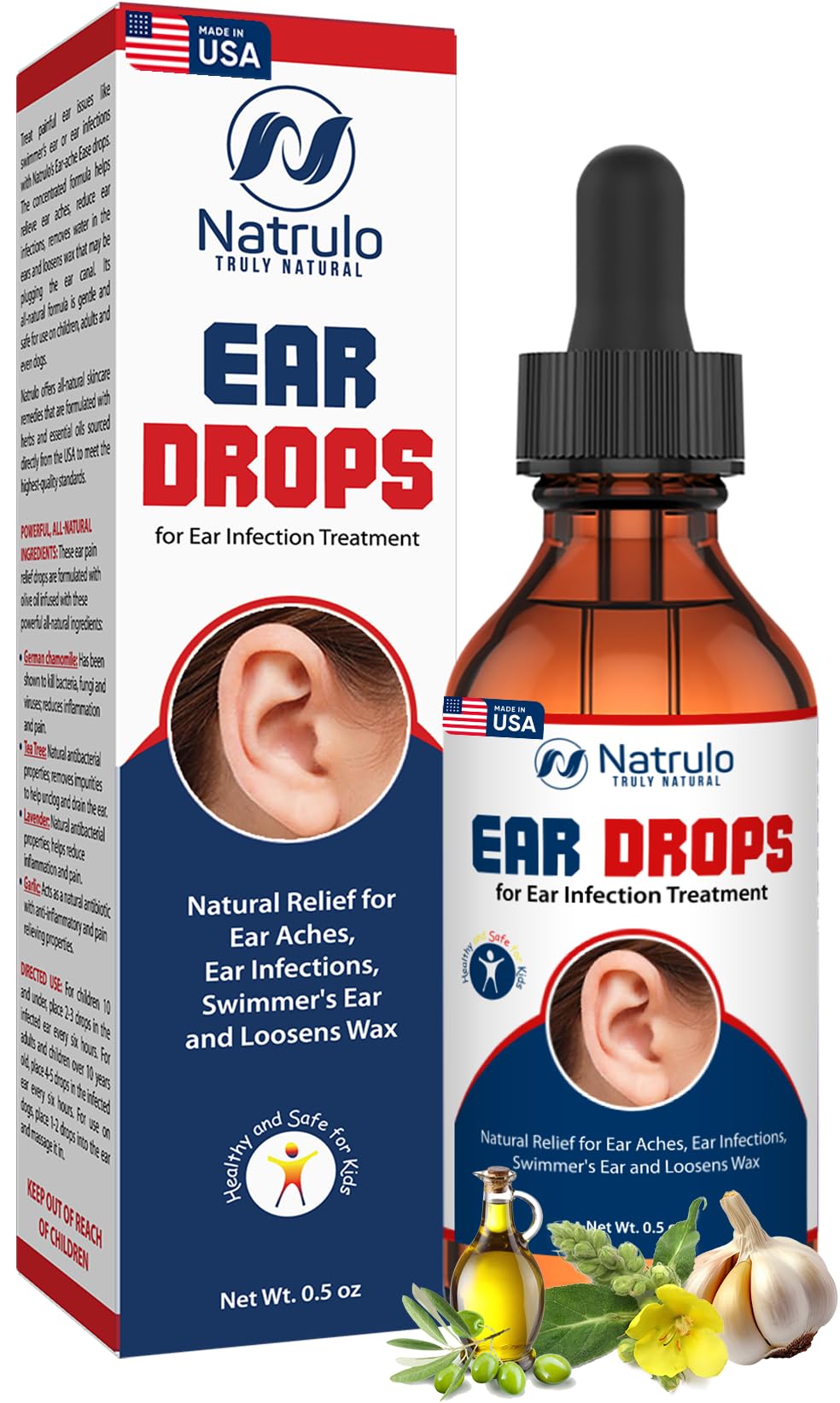 Natrulo Ear Drops for Ear Infection bottle label