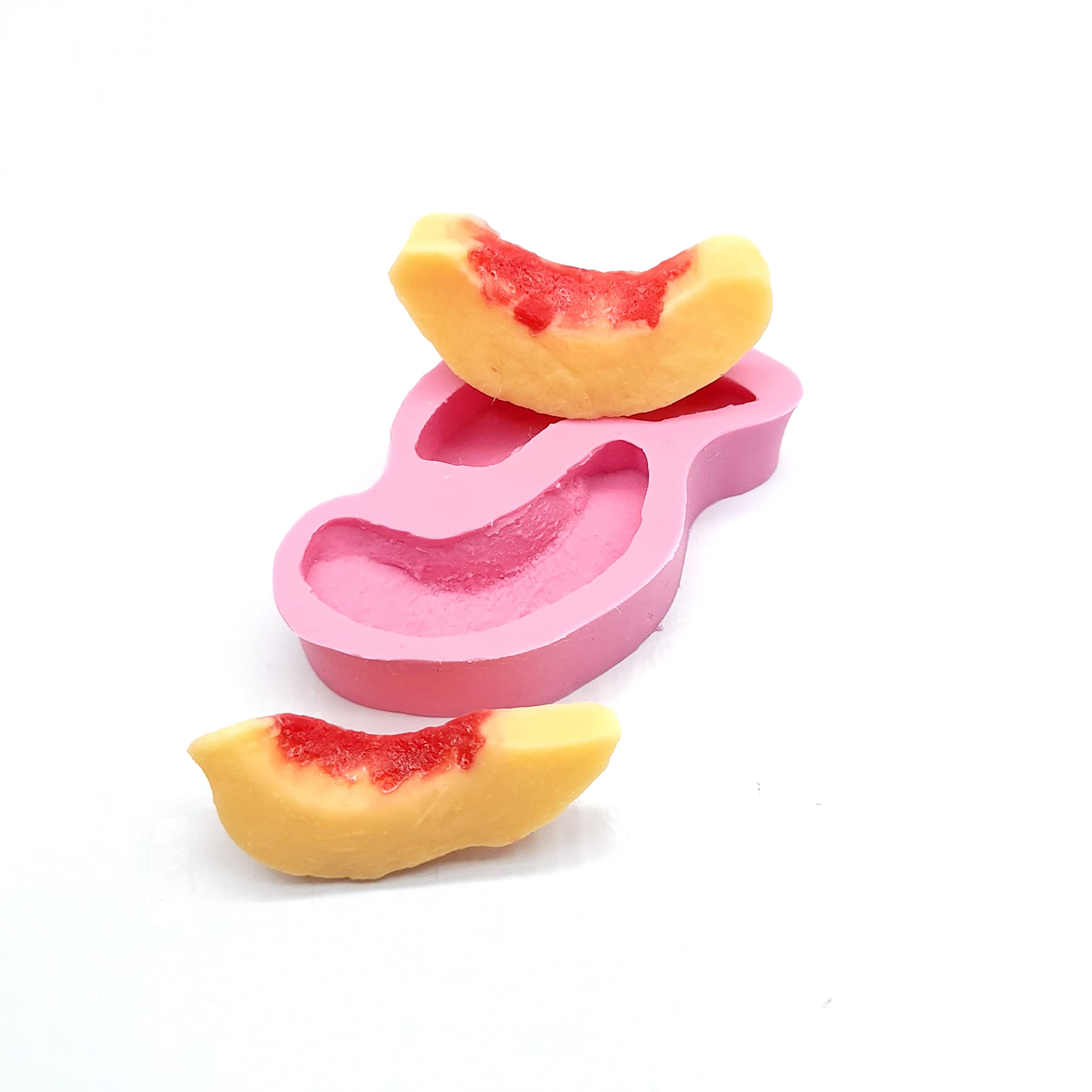peach slices silicone mold two cavities for wax resin soap