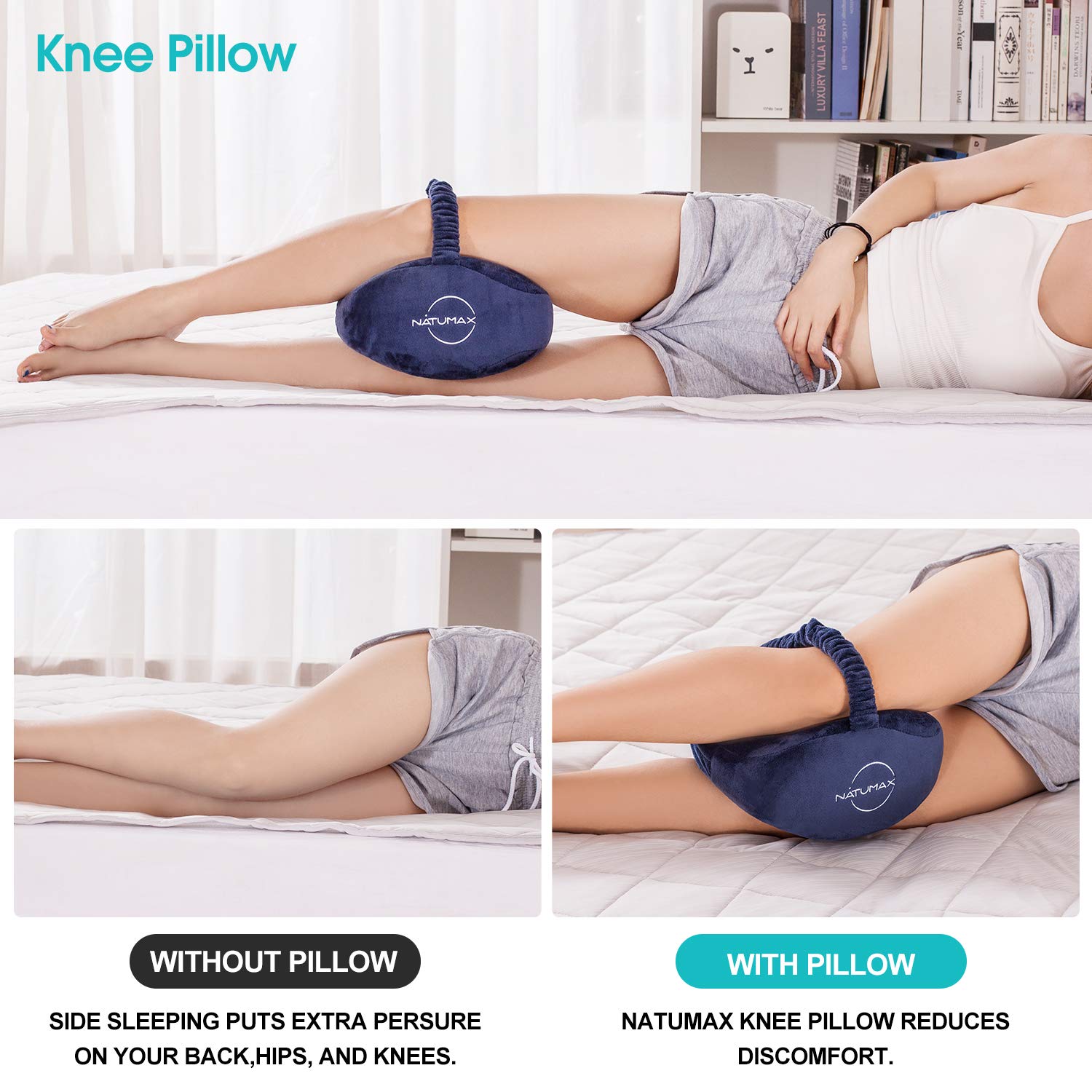 Knee pillow for pregnancy comfort and relief