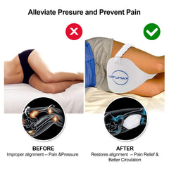 Knee pillow with leg strap for alignment during sleep