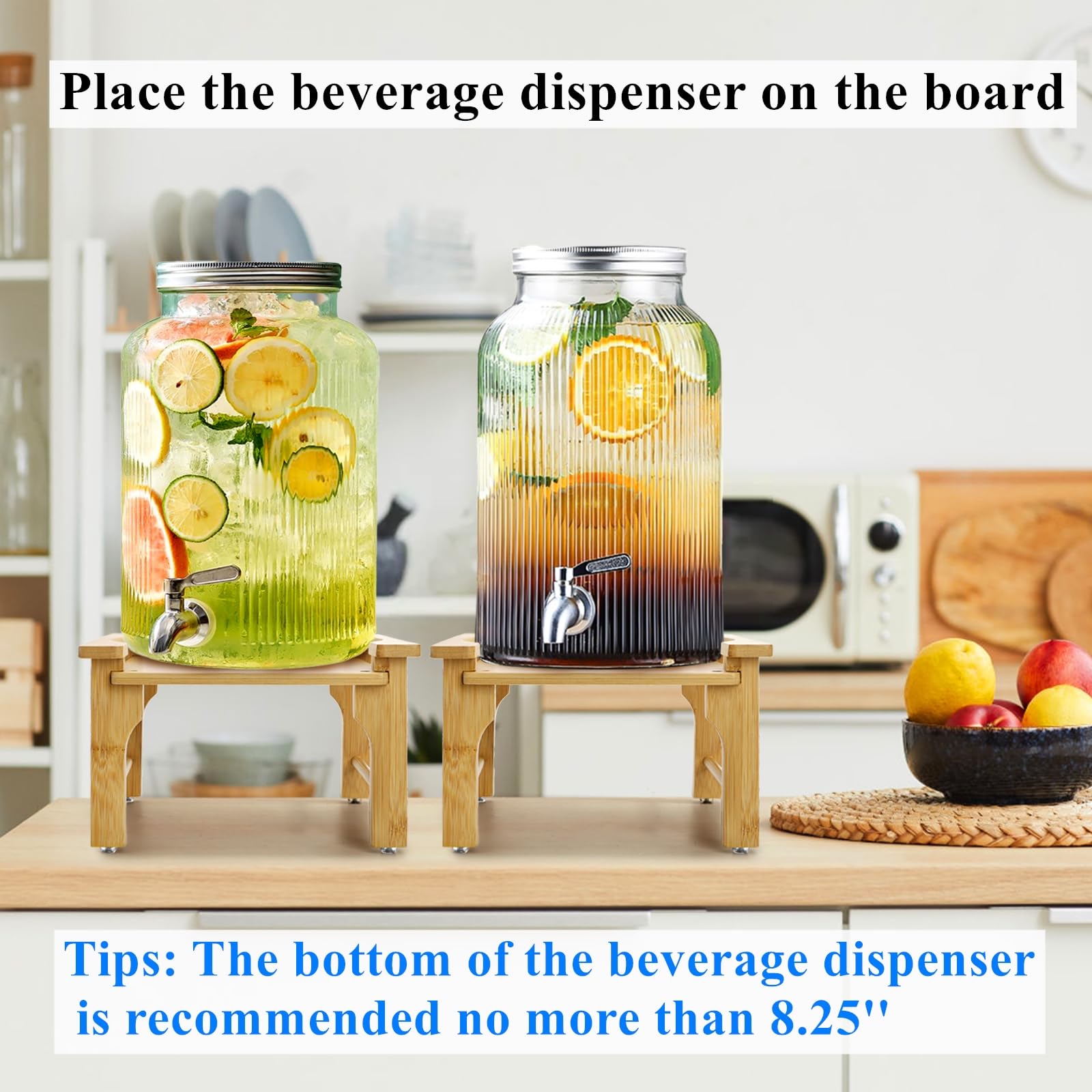 Pack of two bamboo dispenser stands for multiple setups