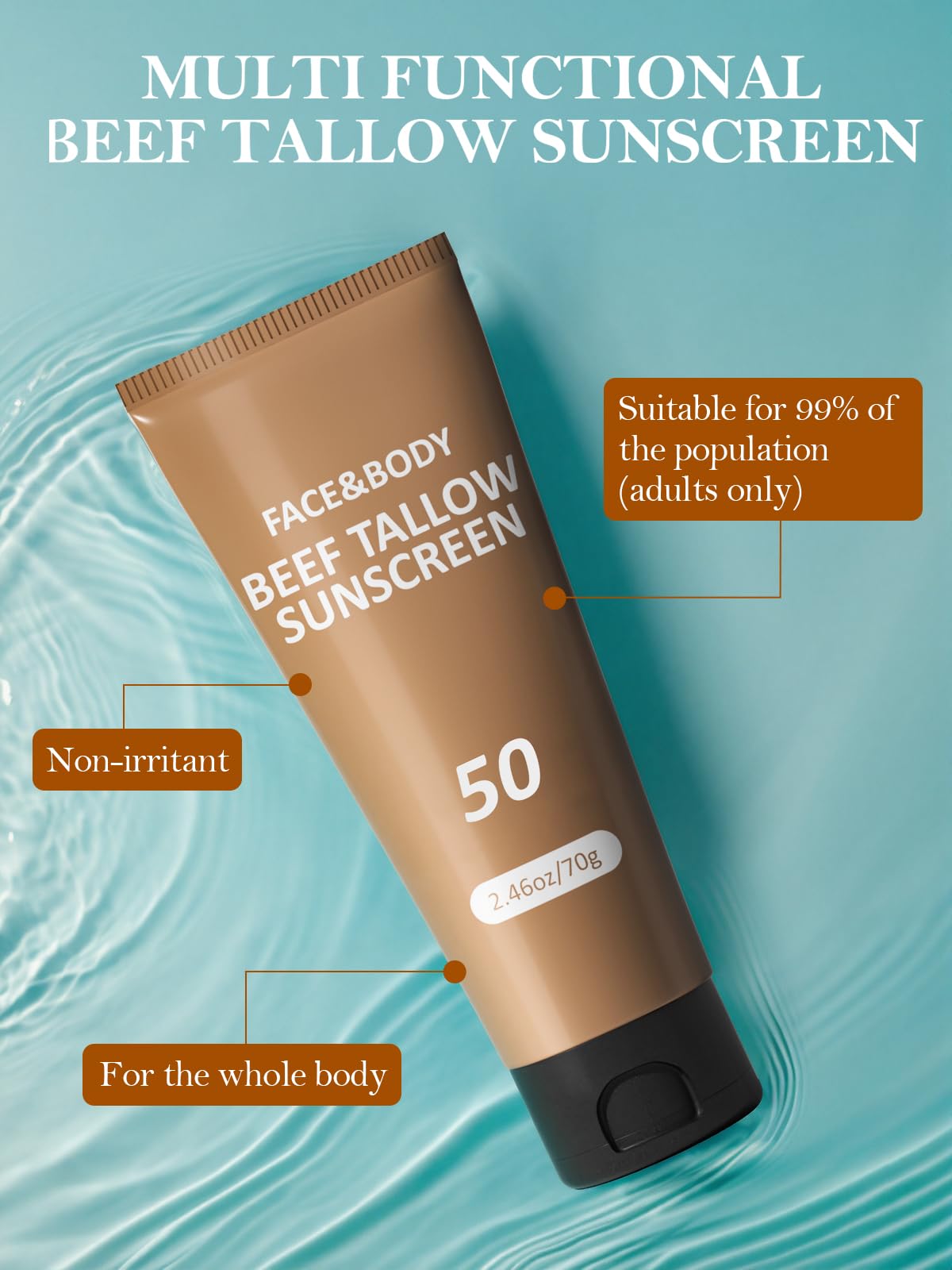 Grass fed beef tallow sunscreen ingredients label