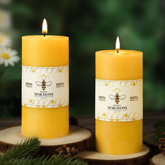 Natural beeswax pillar candles 2pack 2.8x6 inches