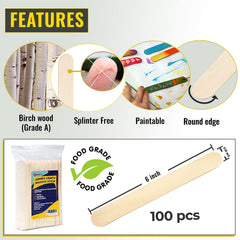 Popsicle ice cream sticks 6 inch Apremont jumbo