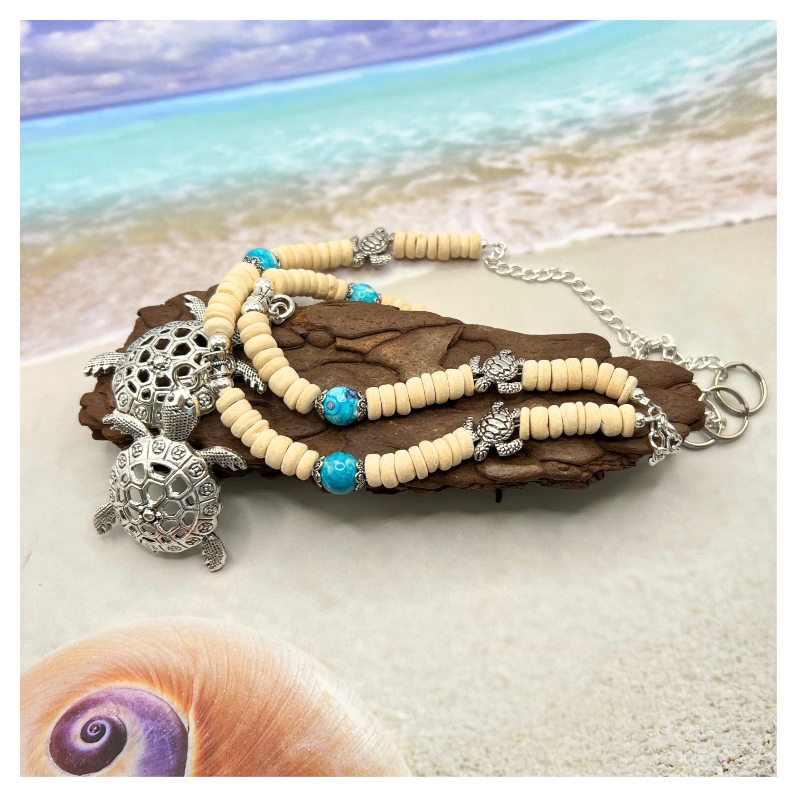 Sea blue glass beads on tiebacks