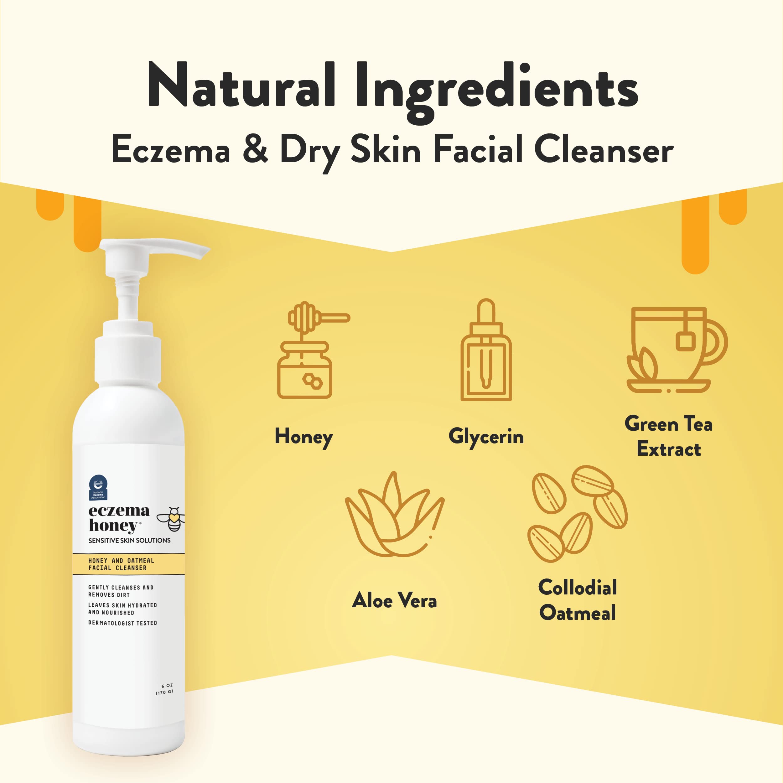 Natural face wash for eczema prone skin in a bottle