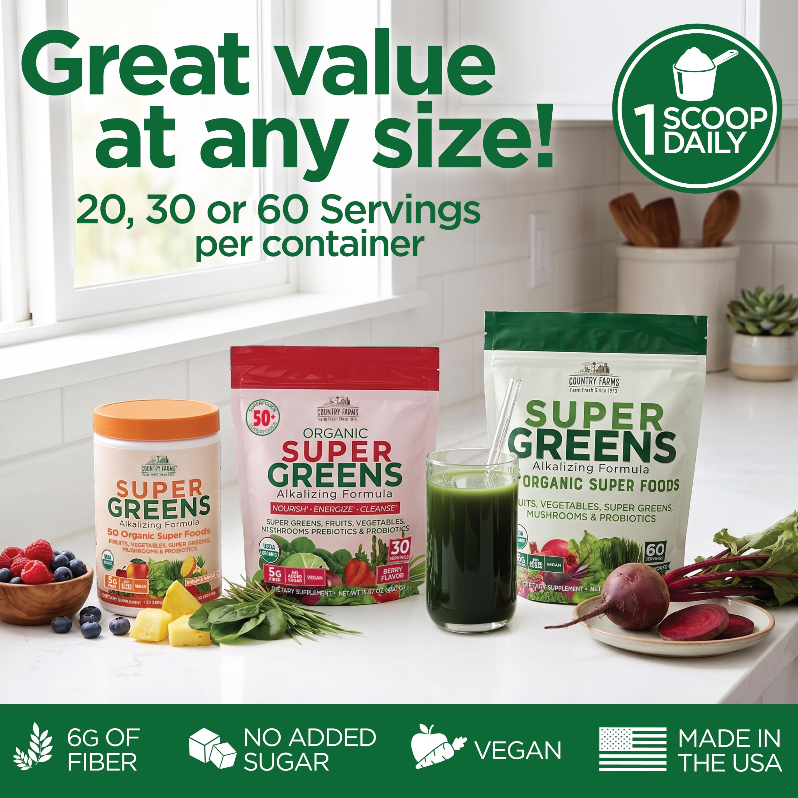 Country Farms Super Greens Natural Flavor natural flavor drink mix packaging