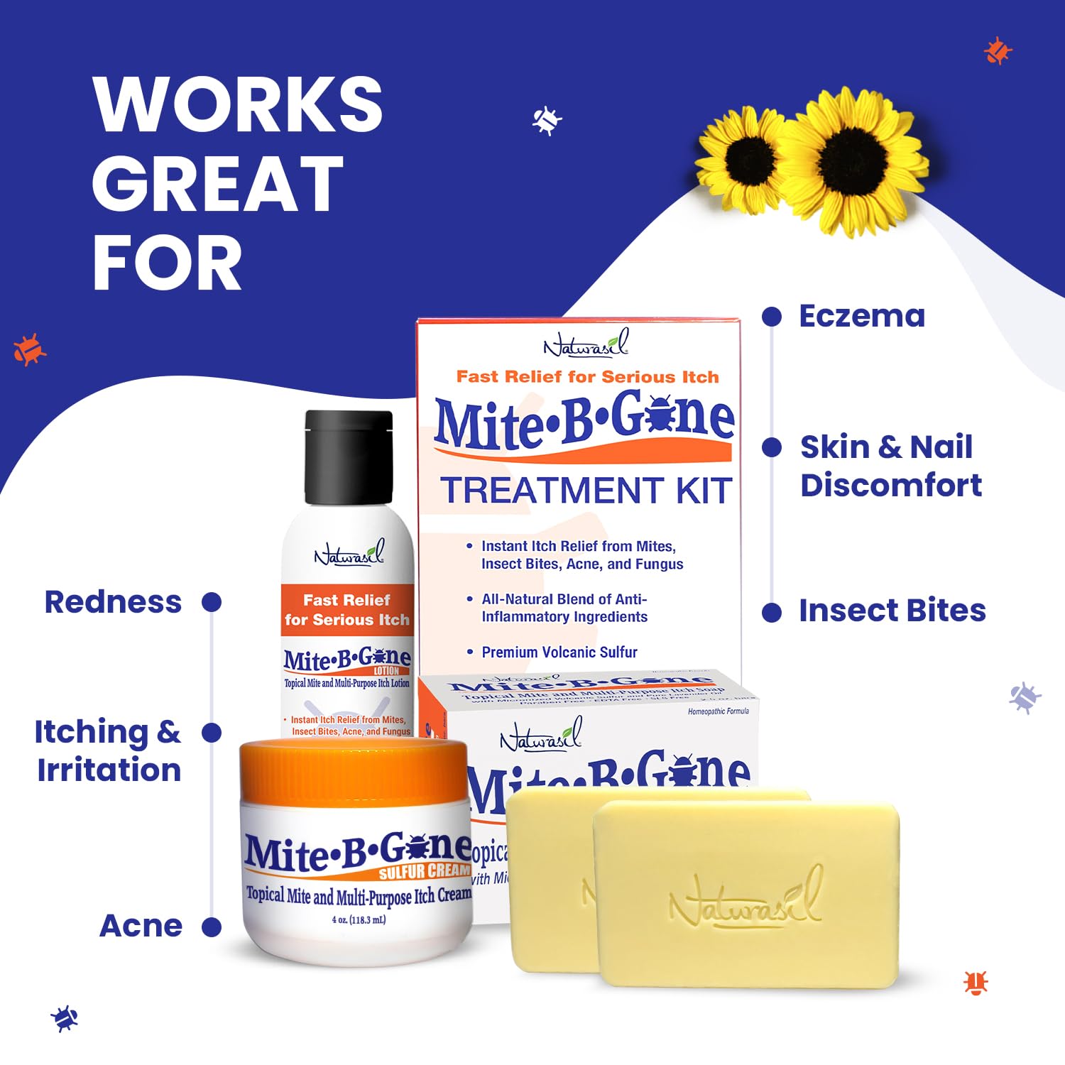 Made in USA Mite-B-Gone soap packaging