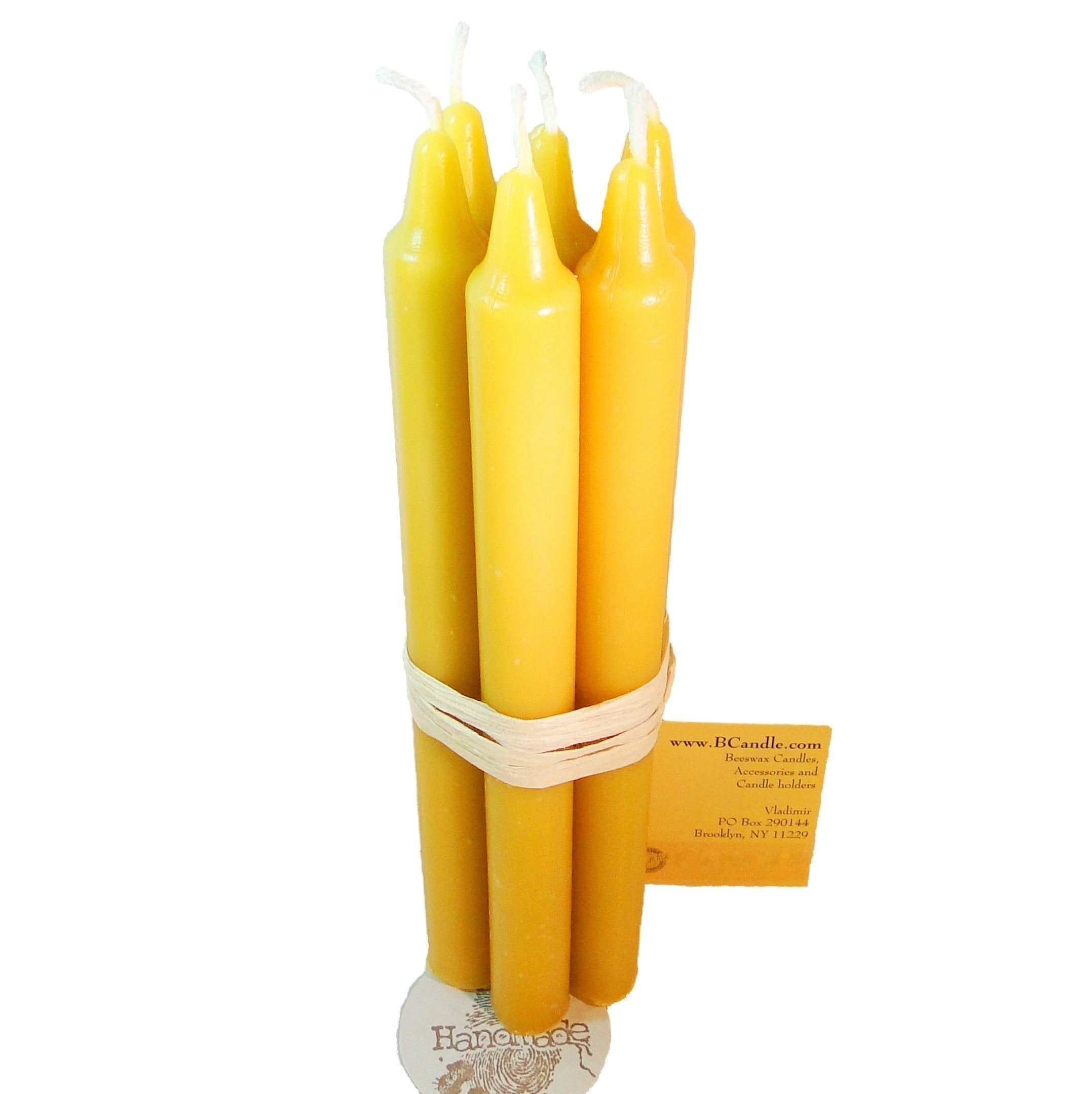 pack of 6 beeswax tapers for ambience