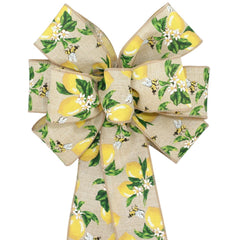 Natural Lemons Blossoms Bumblebees Wreath Bow with 2.5 inch ribbon