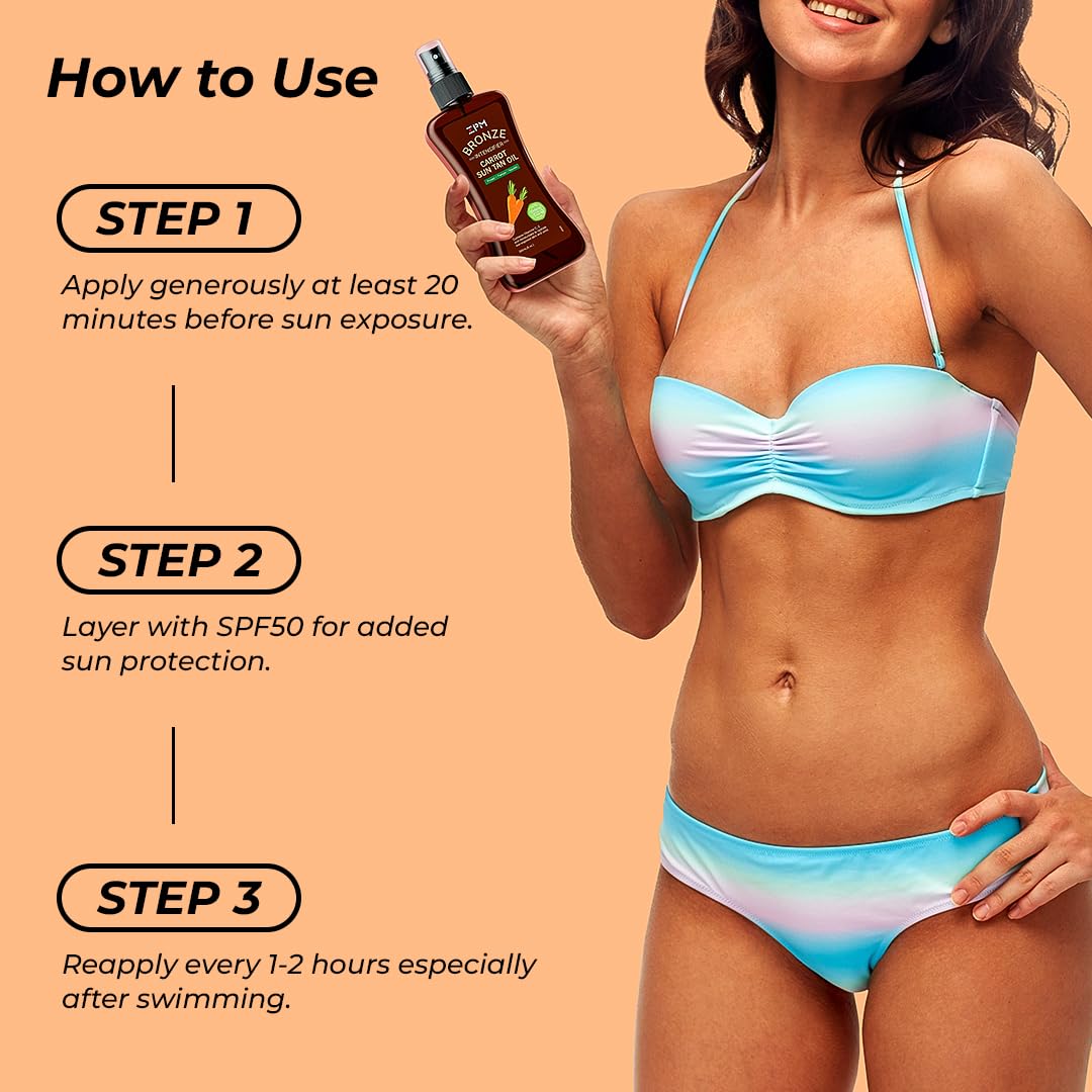 Natural look tanning oil for medium deep tones