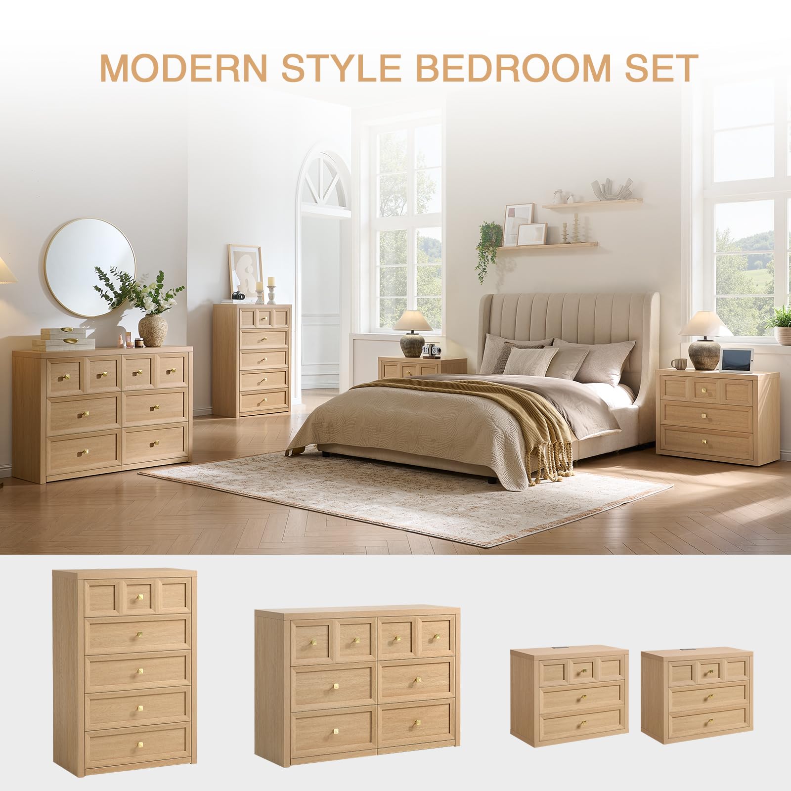 Natural Oak long dresser dimensions 46.5W x 15.5D x 33.6H