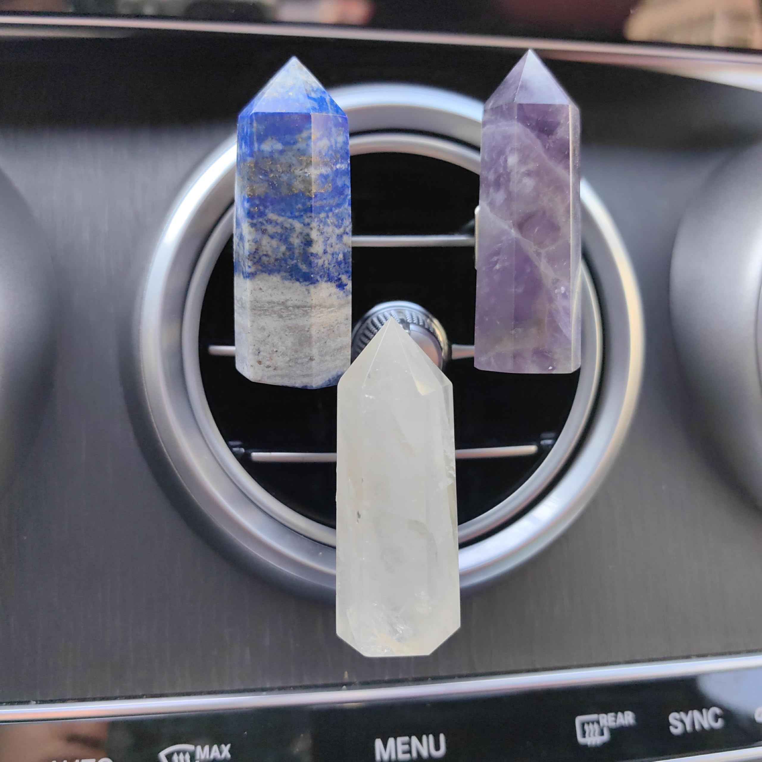 Natural Quartz Point Obelisk ornament for car interior