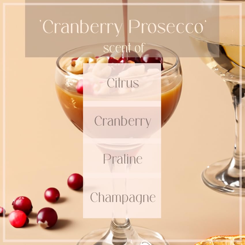 Cranberry Prosecco candle long burn time 40+ hours
