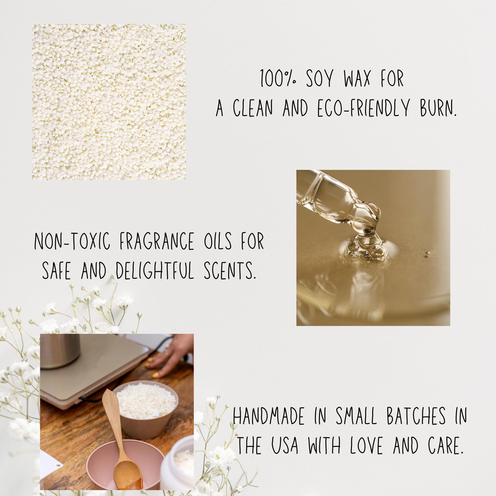 Natural soy wax candle with floral fragrance