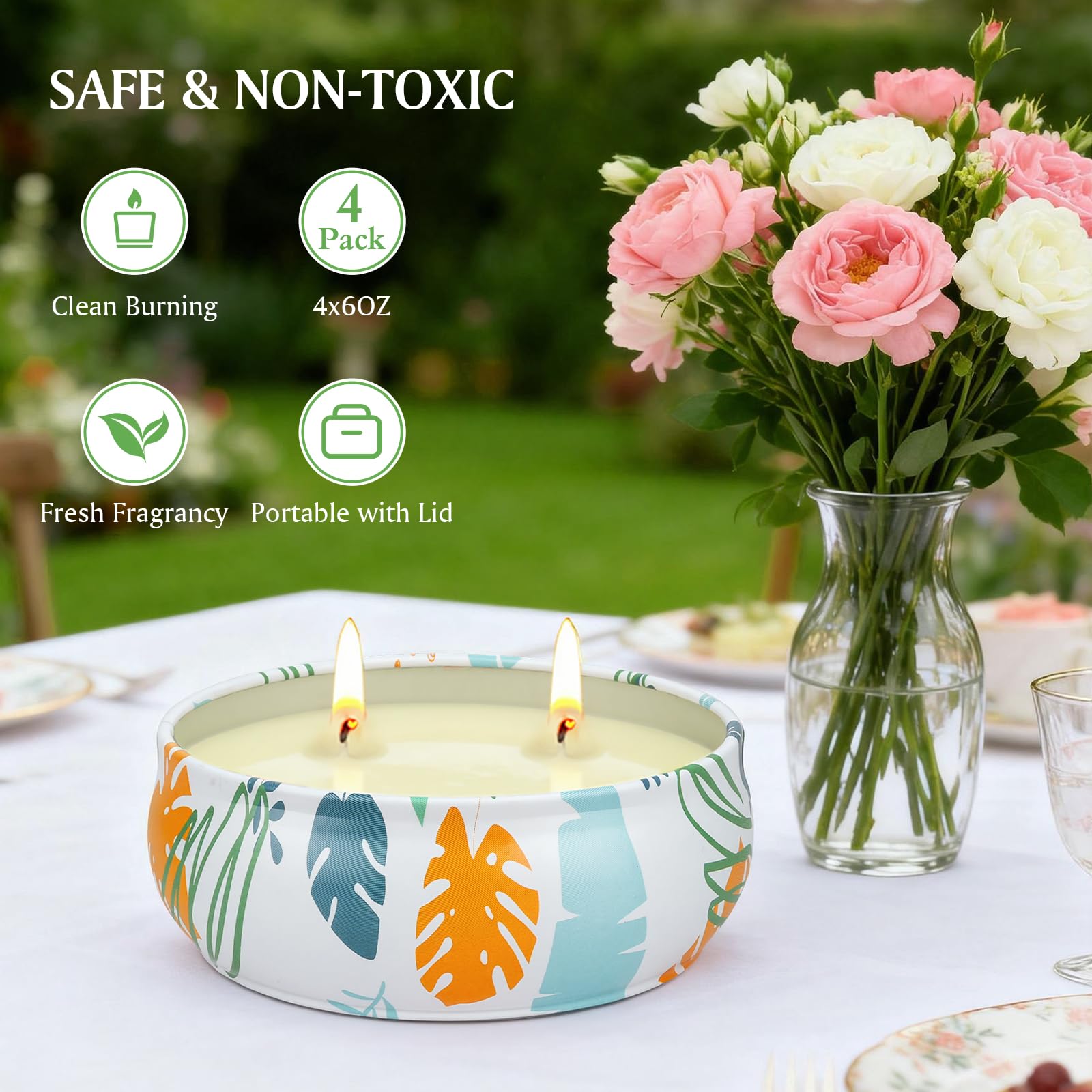 Natural soy wax citronella candle safe for humans and pets