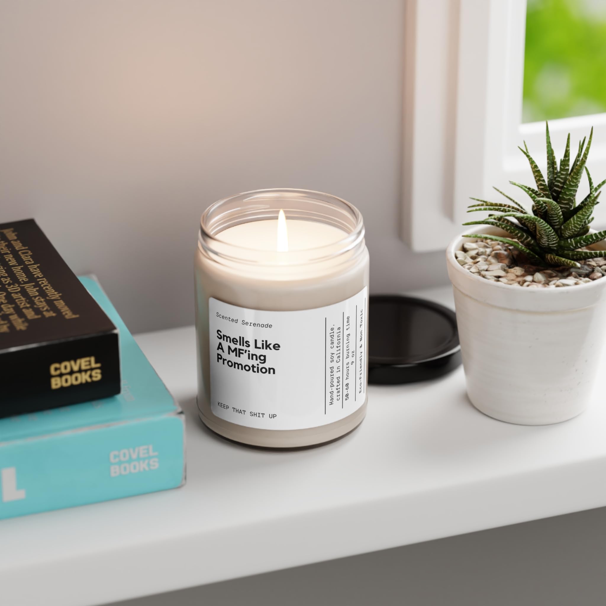 Reusable glass jar with black lid for candle