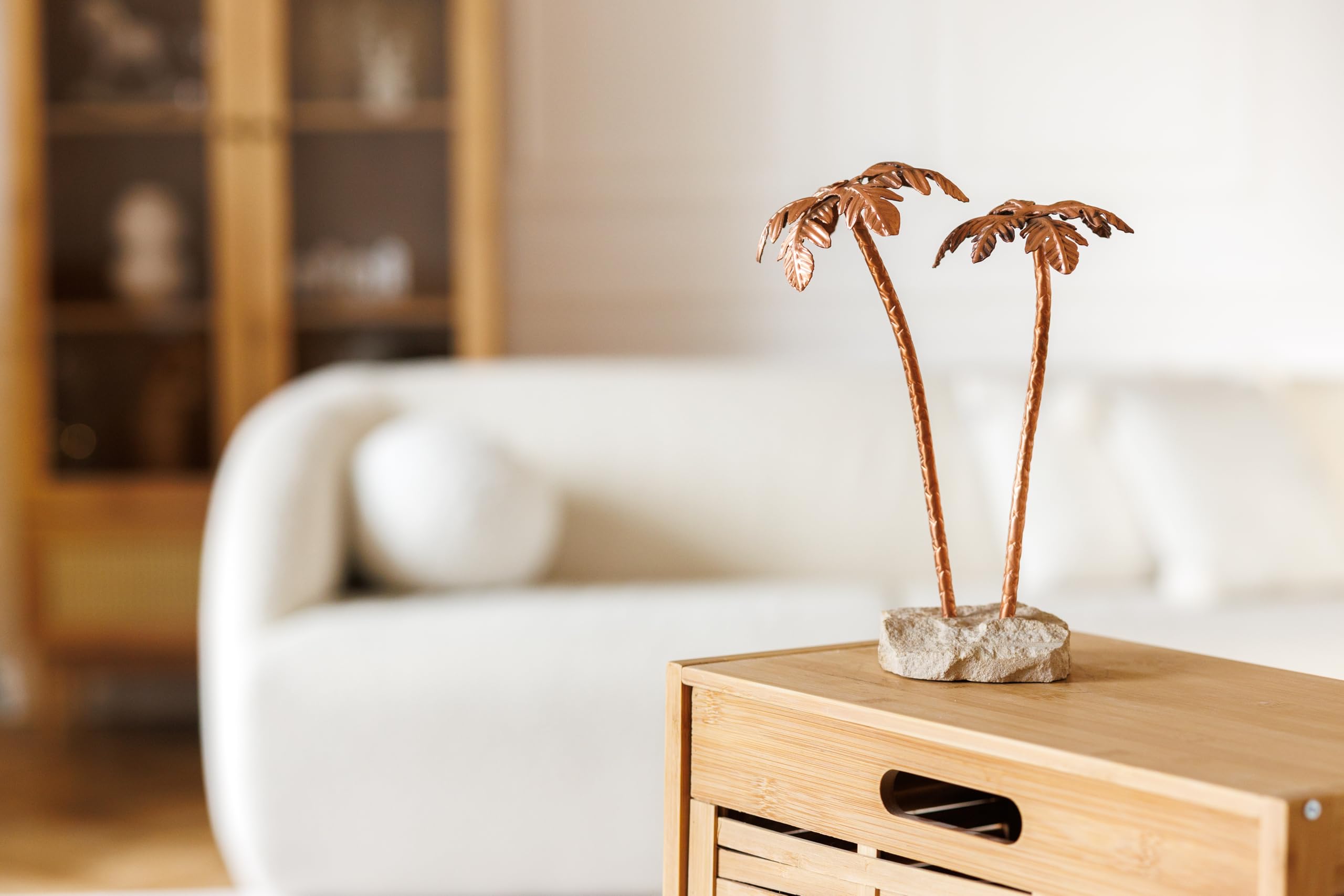 Stone base desk display palm sculpture