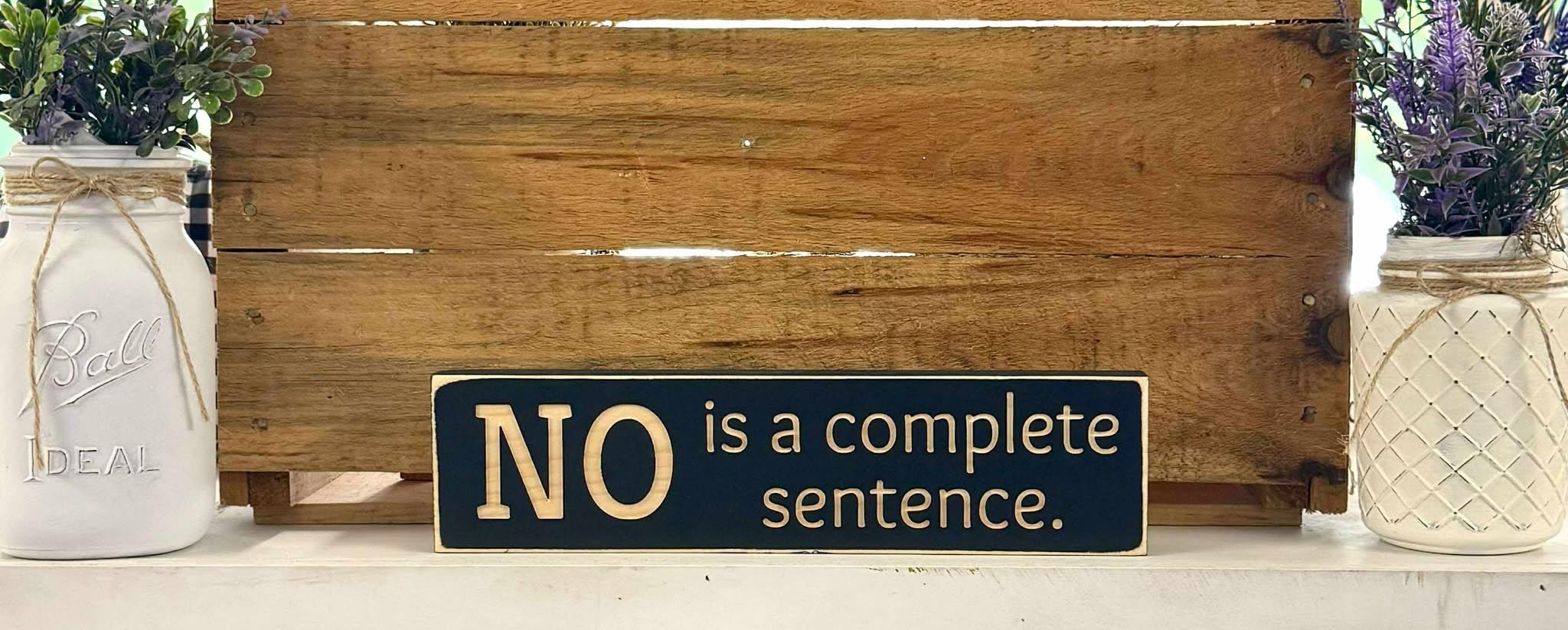 Natural text carved wood sign for office or home