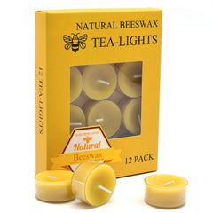 Natural Yellow Beeswax Tealight Candles in box 12pcs