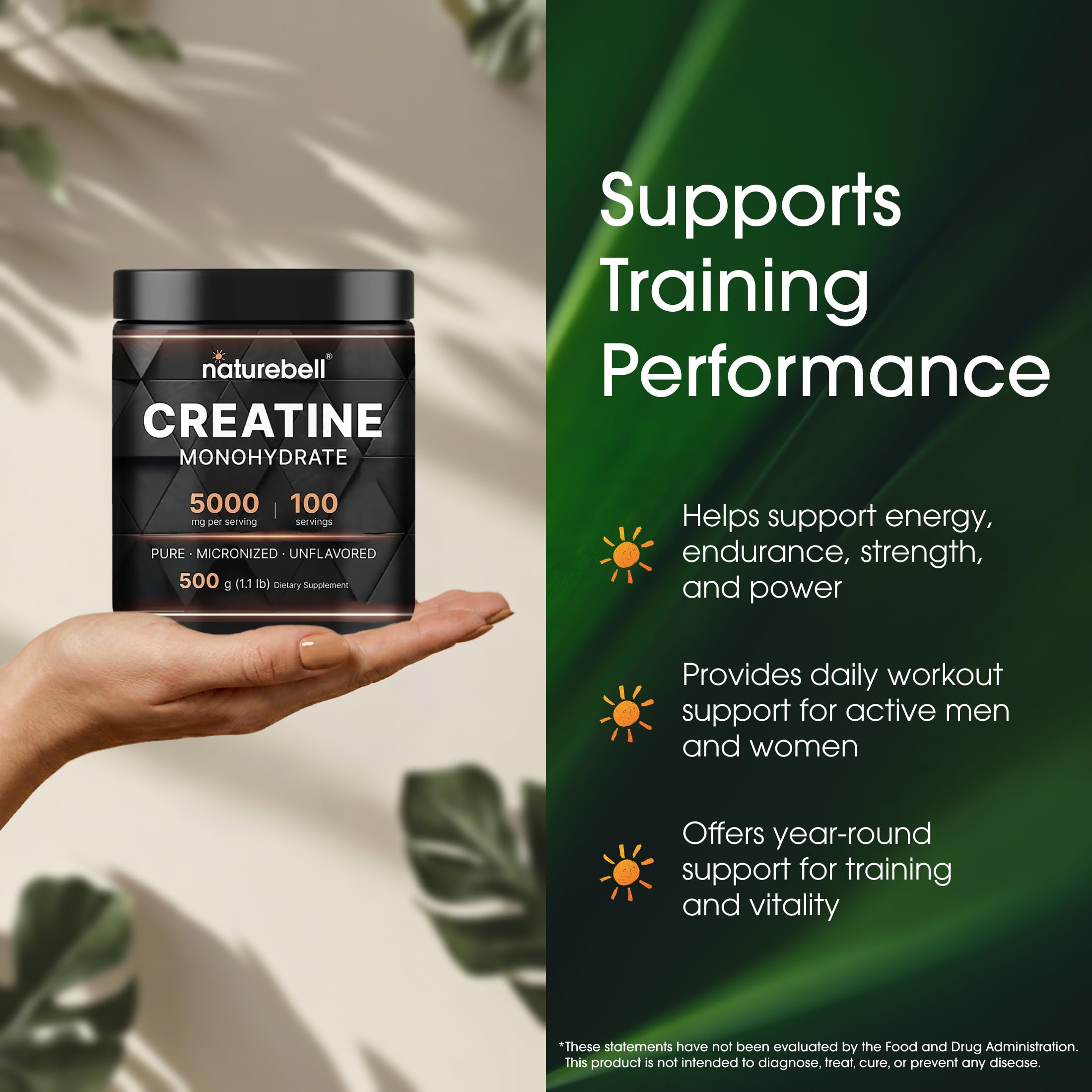 NatureBell creatine powder easy to mix unflavored