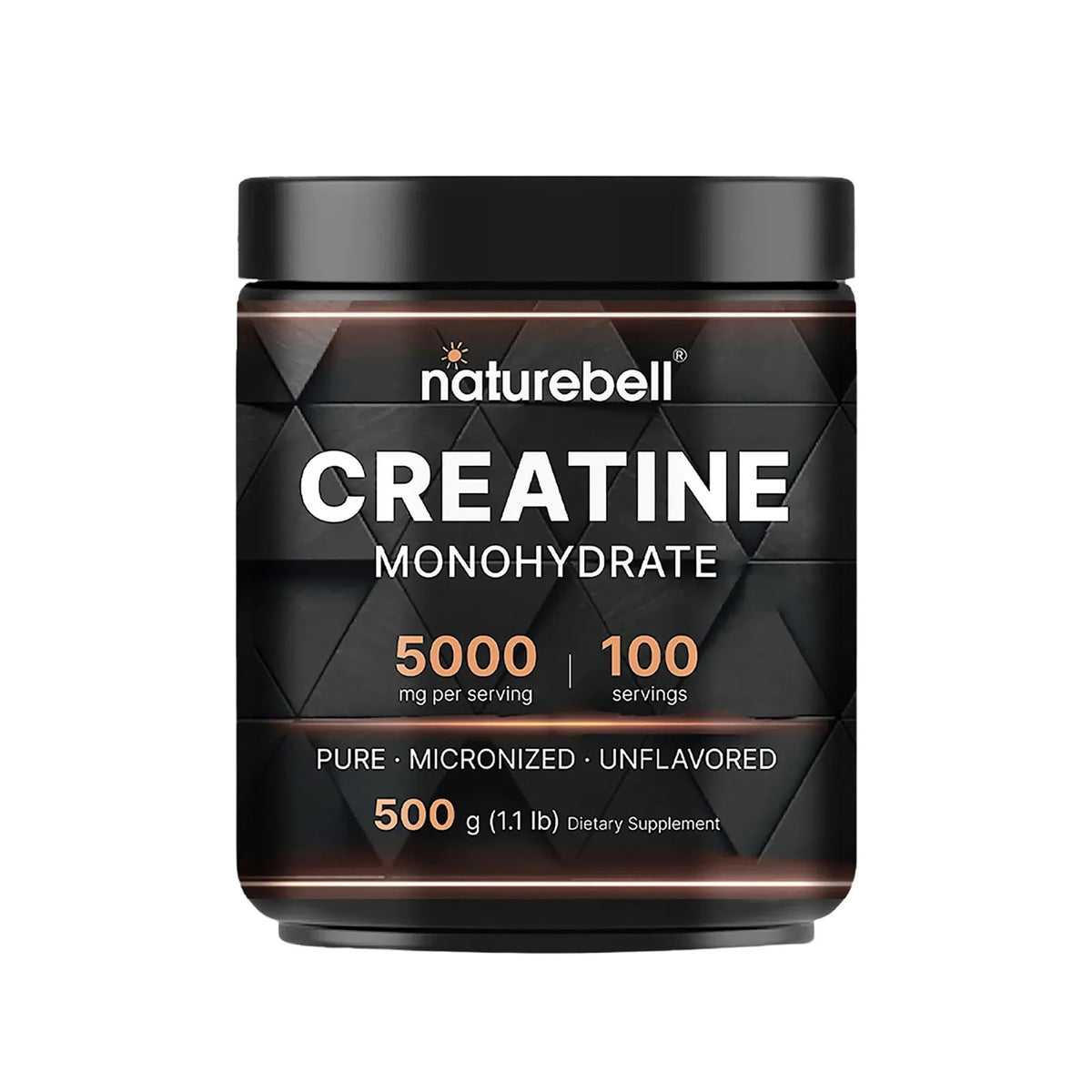 NatureBell micronized creatine monohydrate powder 500g 5000mg per serving