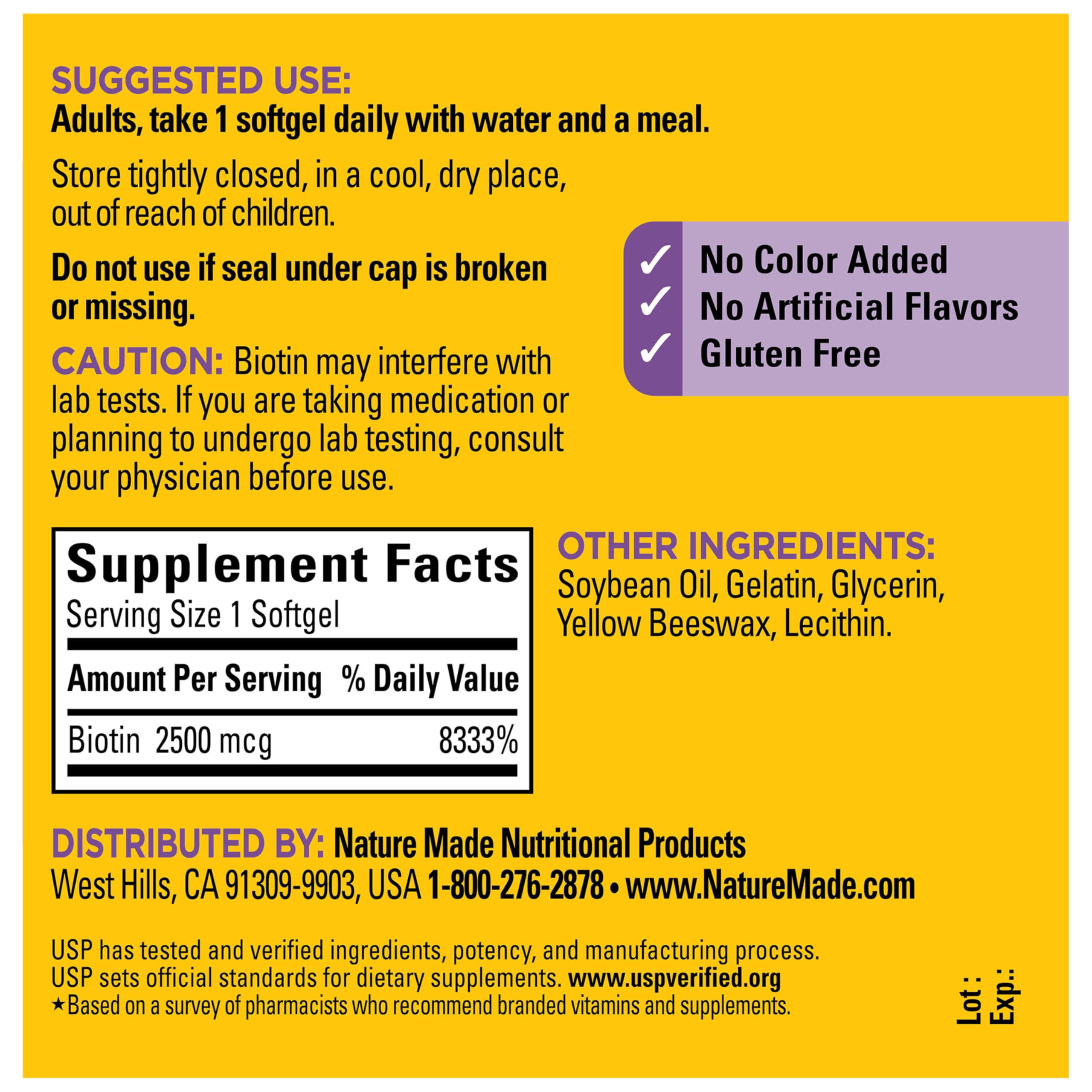 Nature Made Biotin extra strength packaging