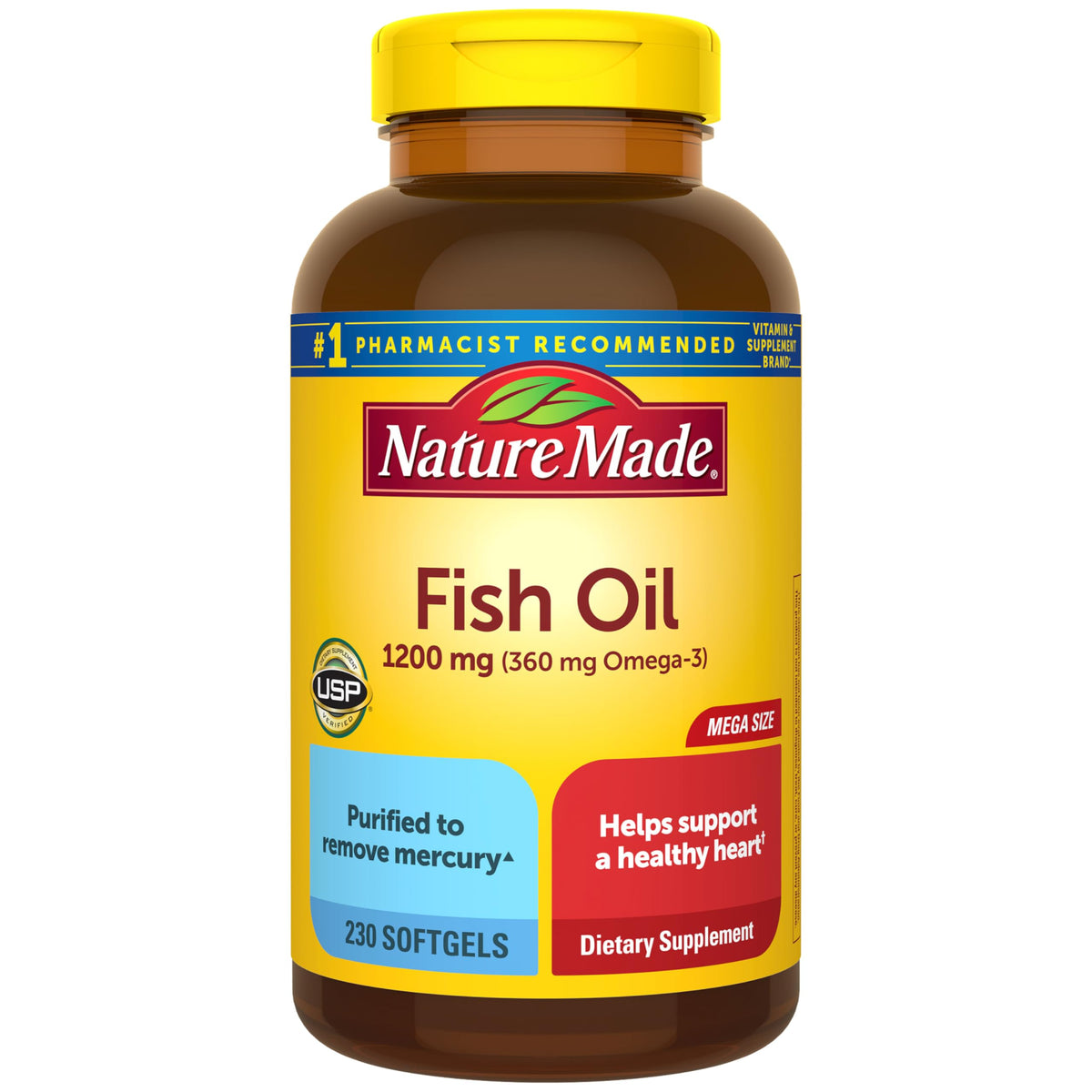 Nature Made Fish Oil 1200 mg Softgels bottle label