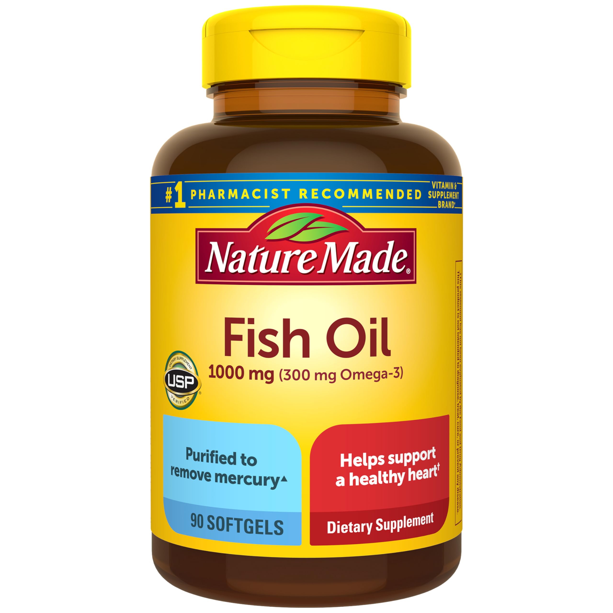 Nature Made Fish Oil Omega 3 Supplements 1000 mg Softgels bottle